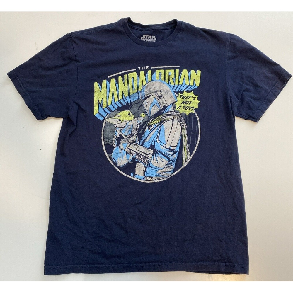 Mad Engine T-Shirt Mens Medium Blue Good Star Wars Mandalorian Grogu Graphic Tee